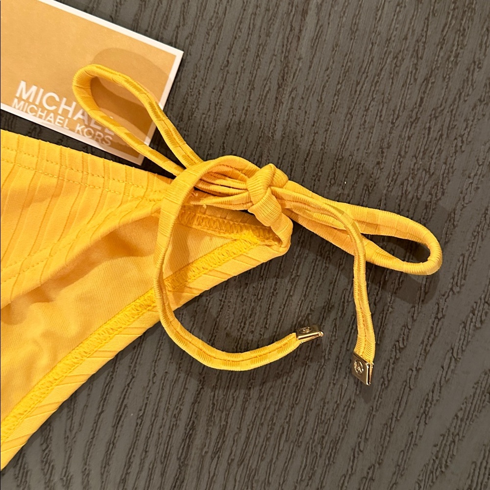 Michael Kors Yellow Ribbed String Bikini Set - Picture 9 of 11